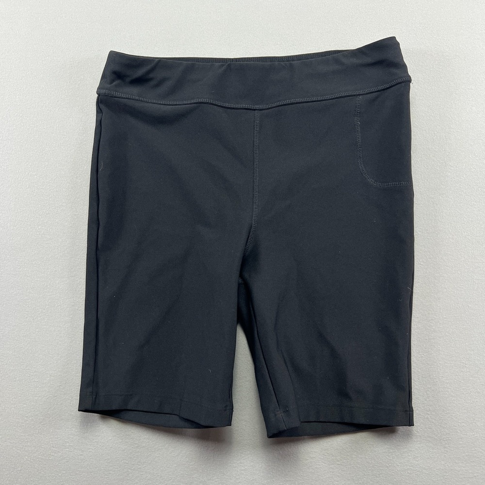 Spalding Biker Shorts Womens Medium Black Stretch Comfort Waistband Gym Workout